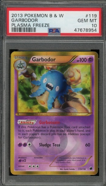 Pokemon TCG Garbodor 119/116 Shiny Secret Rare Holo Plasma Freeze PSA 10